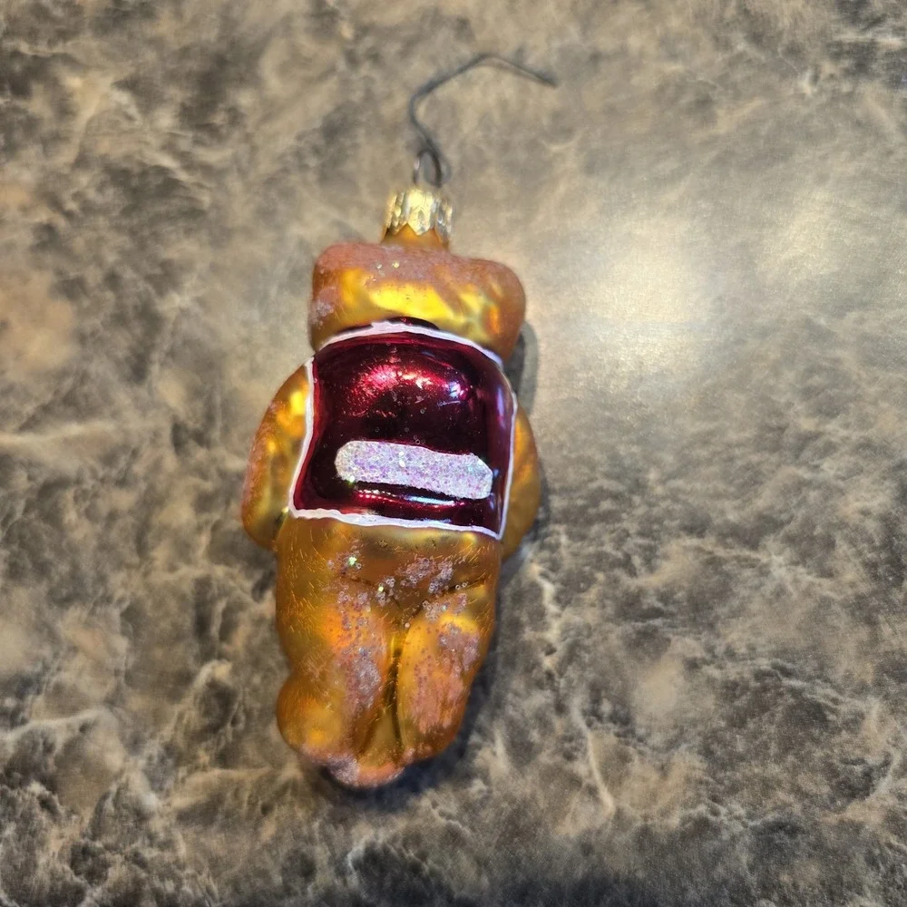 Vintage Christopher Radko‎ Tiny Ted Teddy Bear Blown Glass Ornament